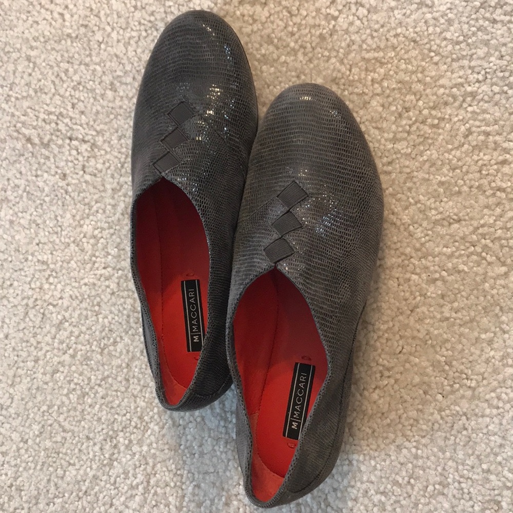 M Maccari Viper Print Suede Flats
